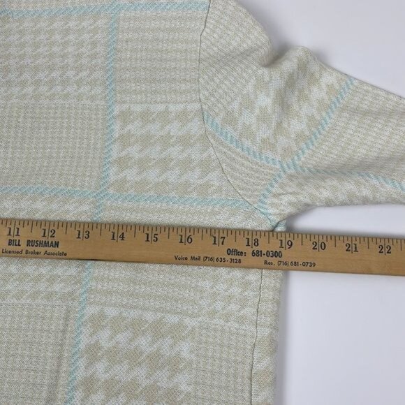 Anne Klein sz Small Ivory Blue Houndstooth Plaid Open Cardigan NWT coastal - Picture 4 of 11